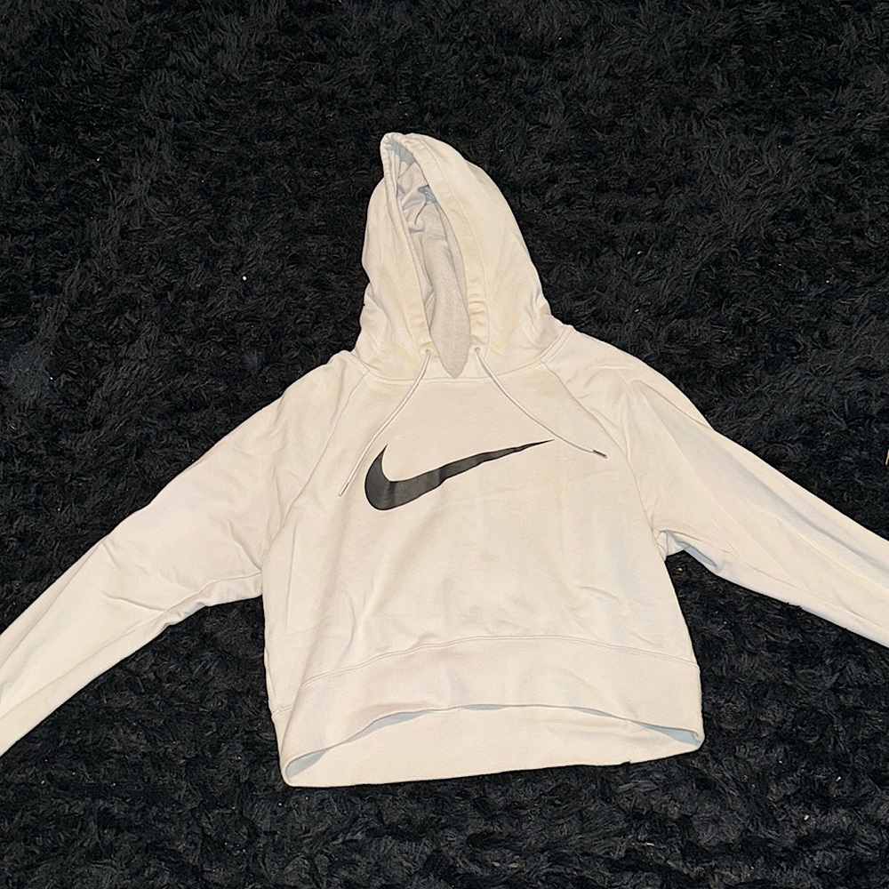 White NIKE Cropped Hoodie